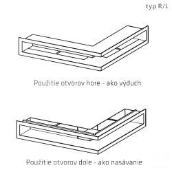 Rohov ventilan otvor, ierna, R/L / 500 x 500 x 100 / 495, KARL